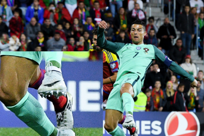 Cristiano Ronaldo jugó con Tacos de aluminio en campo de hierba artificial